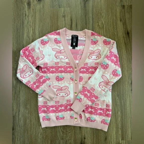 Sanrio My Melody Strawberry Patterned Cardigan - size M - Picture 3 of 6
